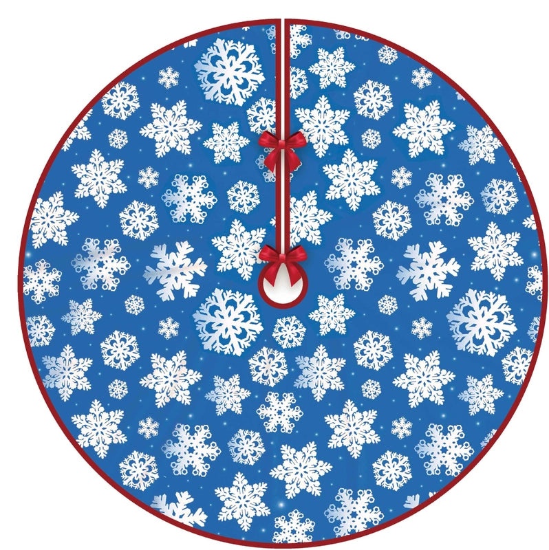 Plush Christmas Tree Skirt with Snowman Print for Holiday Parties and Home Decoration|Holiday Decorations