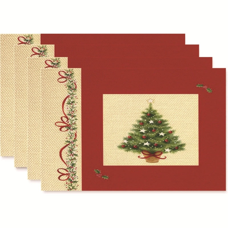 Nordic Christmas Tree Bow Knot Snowflake Linen Cotton Placemat|Home Decor & Tableware