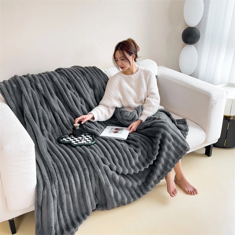 Cozy Solid Color Flannel Throw Blanket for Bedding and Home Use|Blankets & Throws