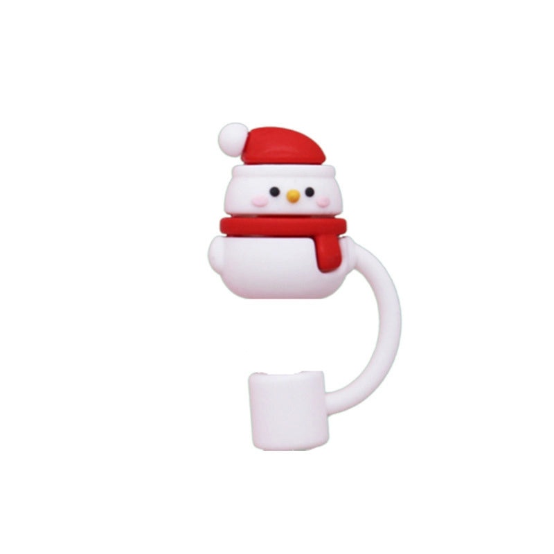 Christmas Santa Claus Silicone Straw Cap Decorative Cover Holiday Party Accessory | Seasonal Drinkware Accessories