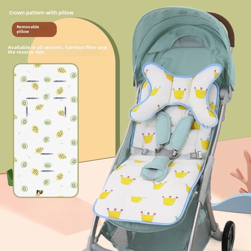 Baby Stroller Cushion Double-Sided Cotton Thick Soft Warm Breathable Ice Silk for All Seasons|Baby Stroller Accessories