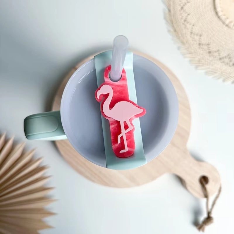 Flamingo Cup Lid Decoration Plastic Cover Cute Drink Label 1 Pc|Kitchen & Dining Accessories