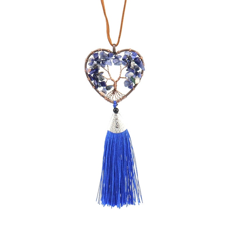 Ethnic Tree of Life Heart Agate Pendant Necklace | Jewelry & Accessories