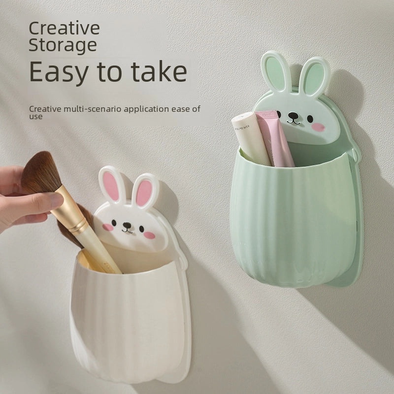 Cute Rabbit Toothbrush and Chopsticks Holder Multipurpose Storage Rack Punch-Free Design|Home Storage & Organization