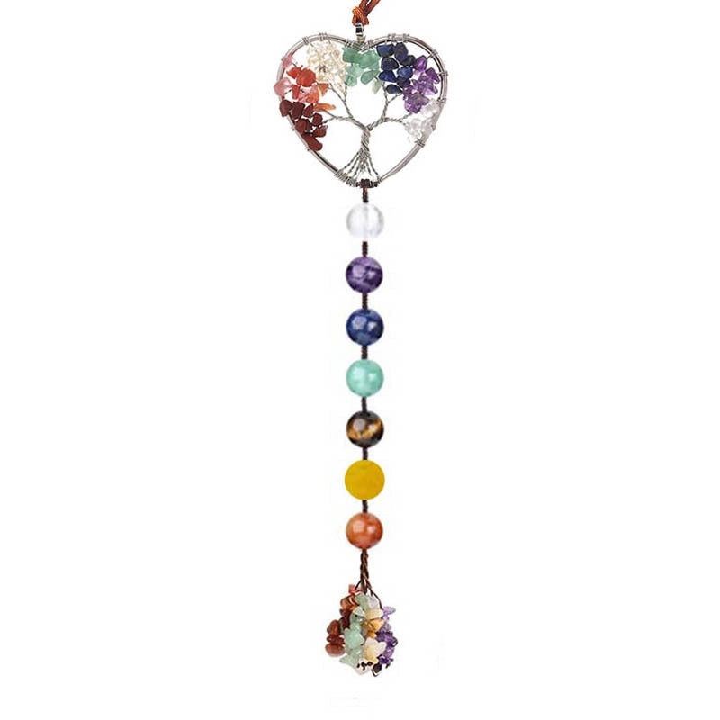 Natural Gravel Lucky Tree Dreamcatcher Car Pendant Round Beads Woven Yoga Curtain Ornament | Car Accessories