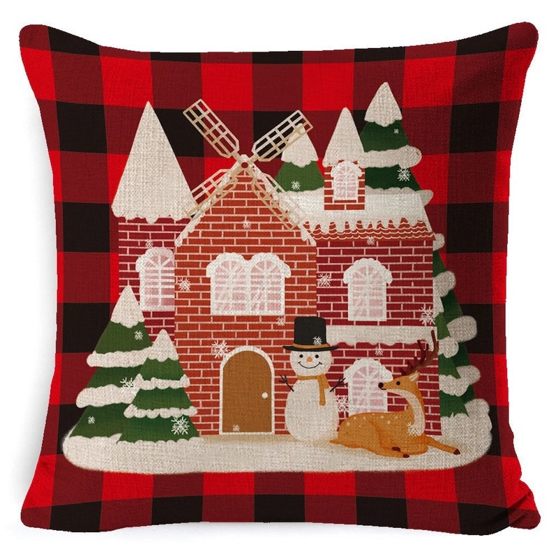 Christmas Linen Pillow Cover for Living Room Office Car Sofa Waist Cushion|Home Decor Cushions