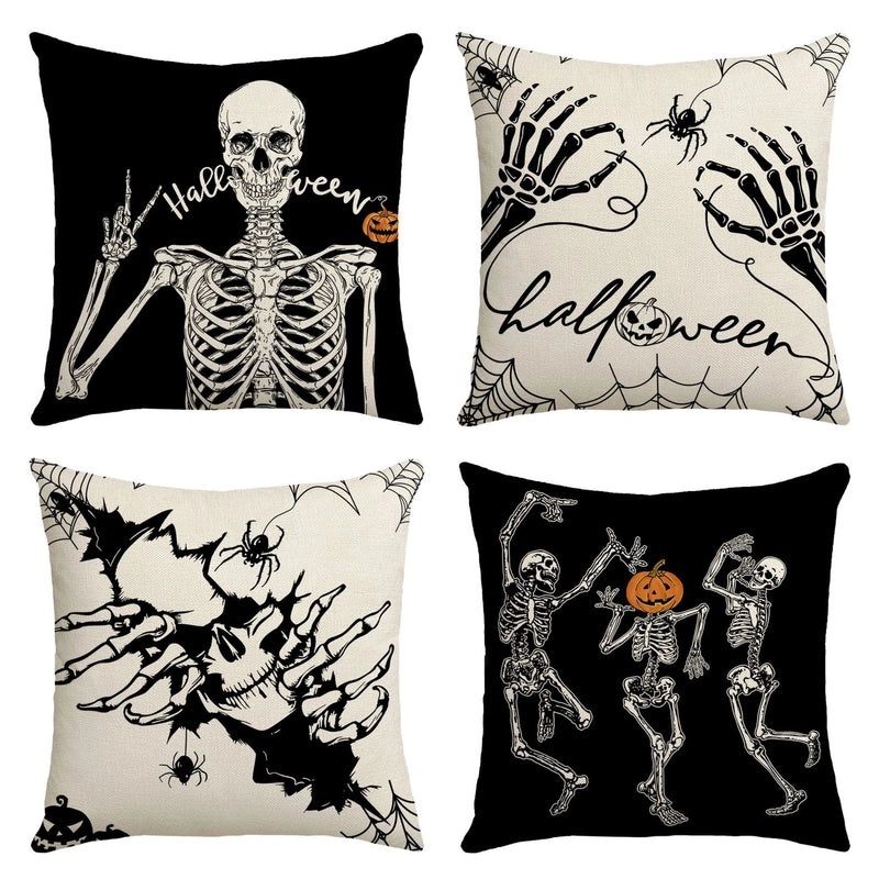 Halloween Minimalist Pumpkin Ghost Linen Pillow Covers for Couch Sofa Decor | Home Decor Pillows