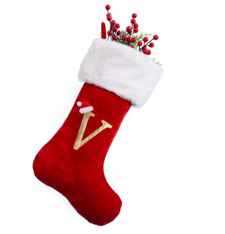 2023 Holiday Red Flannel Embroidered Large Christmas Stockings Gift Bags Available Now|Christmas Decorations