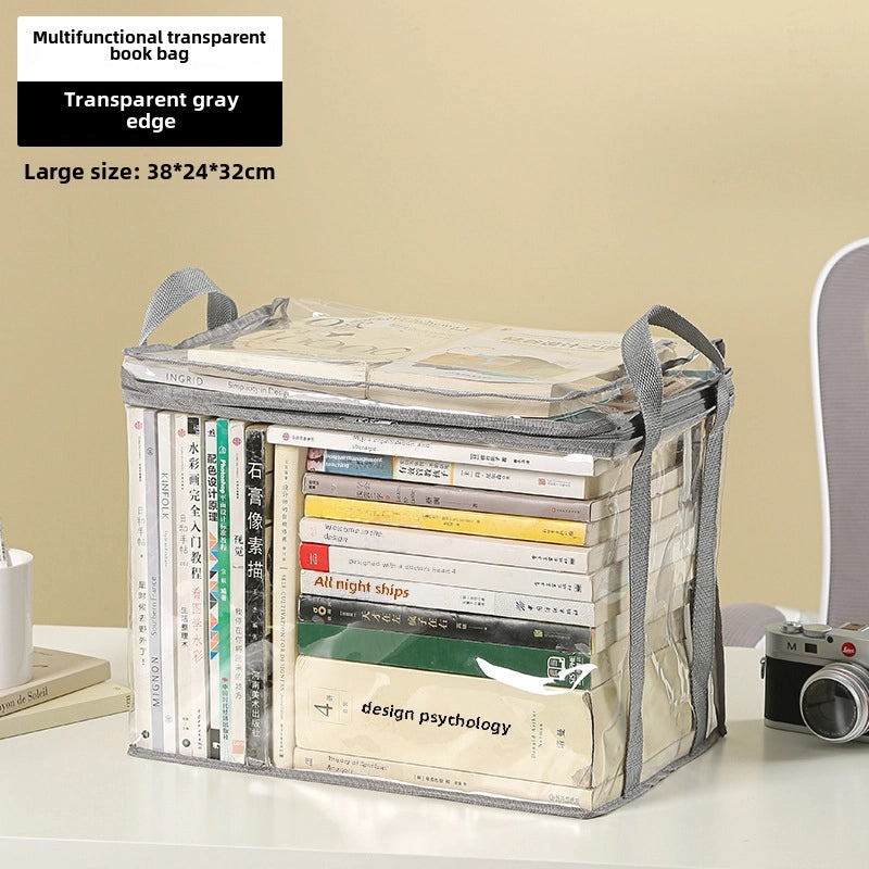 Transparent Foldable Book Storage Box for Student Dormitory Classroom | Home Storage & Organization