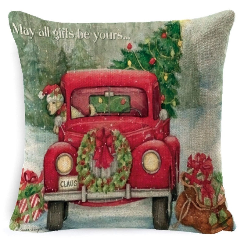 Christmas Linen Pillow Cover for Living Room Office Car Sofa Waist Cushion|Home Decor Cushions