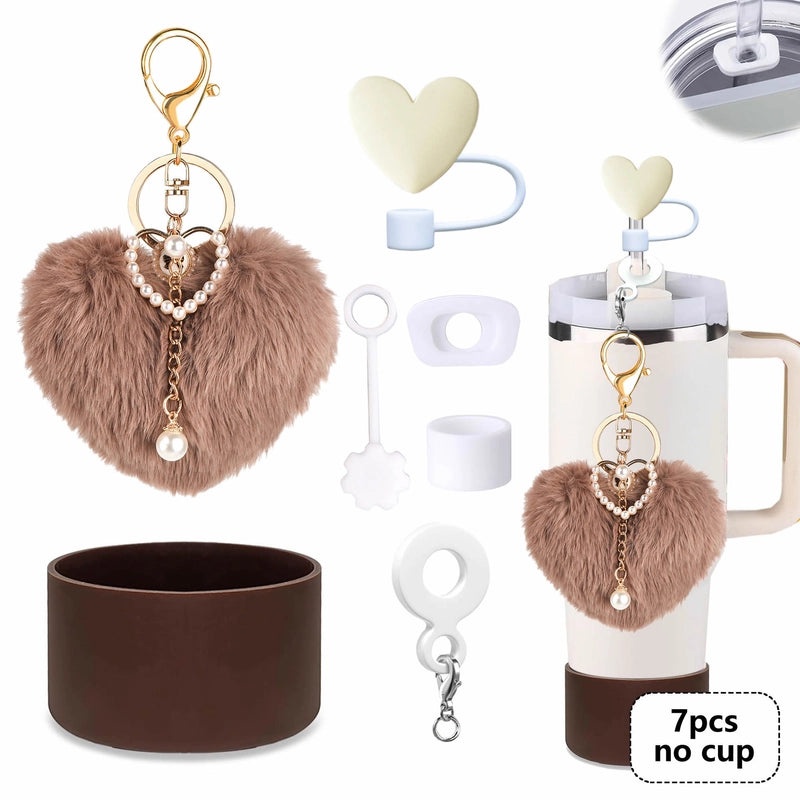 Adorable Red Heart Silicone Straw Caps Set of 7 | Drinkware Accessories