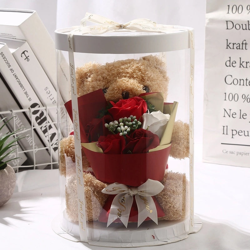 Soap Flower Bear Gift Box Romantic 520 Valentine's Day Birthday Present Adorable Teddy Bear Doll|Gifts & Accessories
