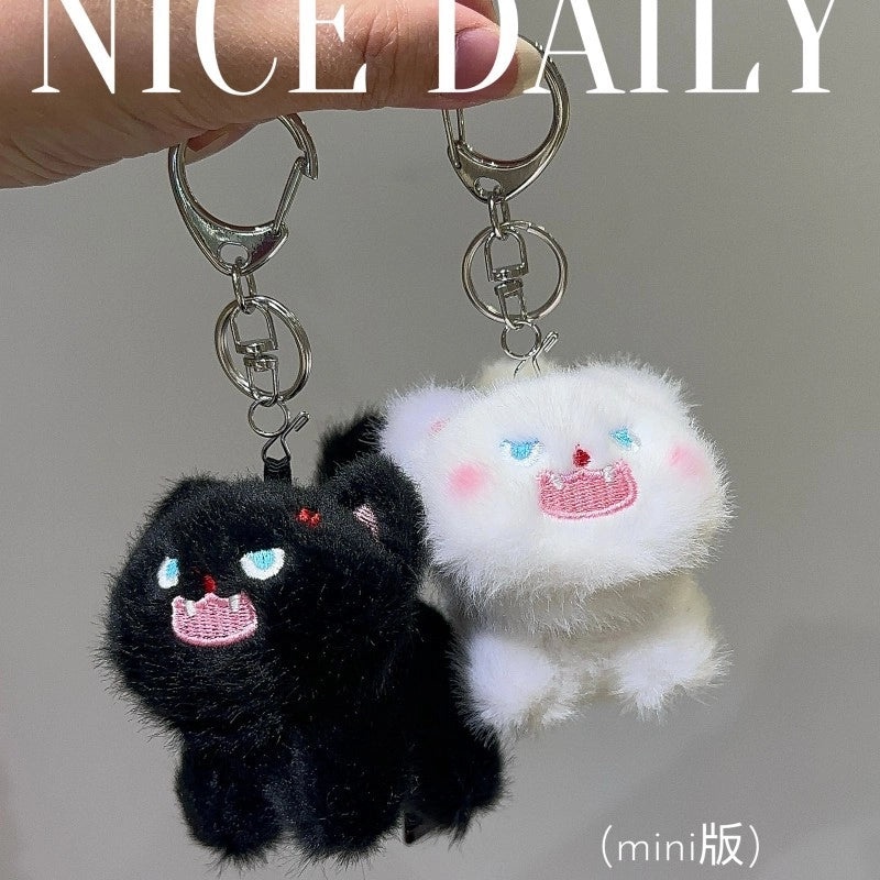 Cute Fried Fur Pet Plush Doll Keychain Pendant Cartoon Style Creative Couple Bag Charm|Keychains & Bag Accessories