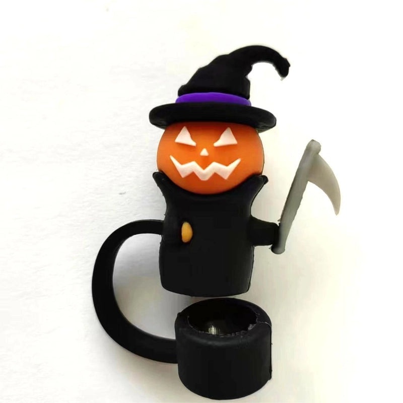 Halloween Silicone Straw Cap 10mm Reusable Straw Sleeve Party Accessory|Kitchen & Dining Accessories