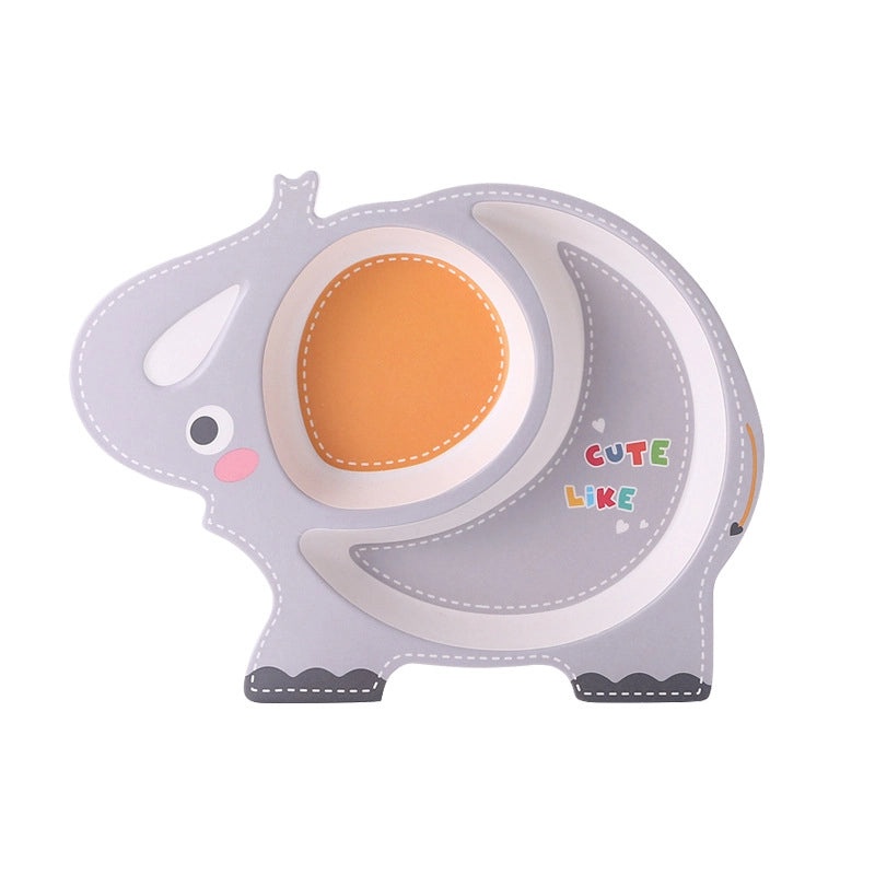 Cute Cartoon Bamboo Fiber Kids Plate Baby Dish Grid for Household Kindergarten Use|Children's Tableware
