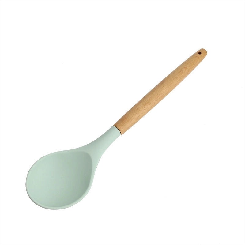 Minimalist Solid Color Wooden and Silicone Kitchen Tools|Kitchenware & Utensils