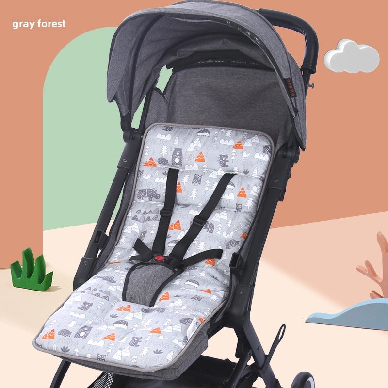 Baby Stroller Cushion Double-Sided Cotton Thick Soft Warm Breathable Ice Silk for All Seasons|Baby Stroller Accessories