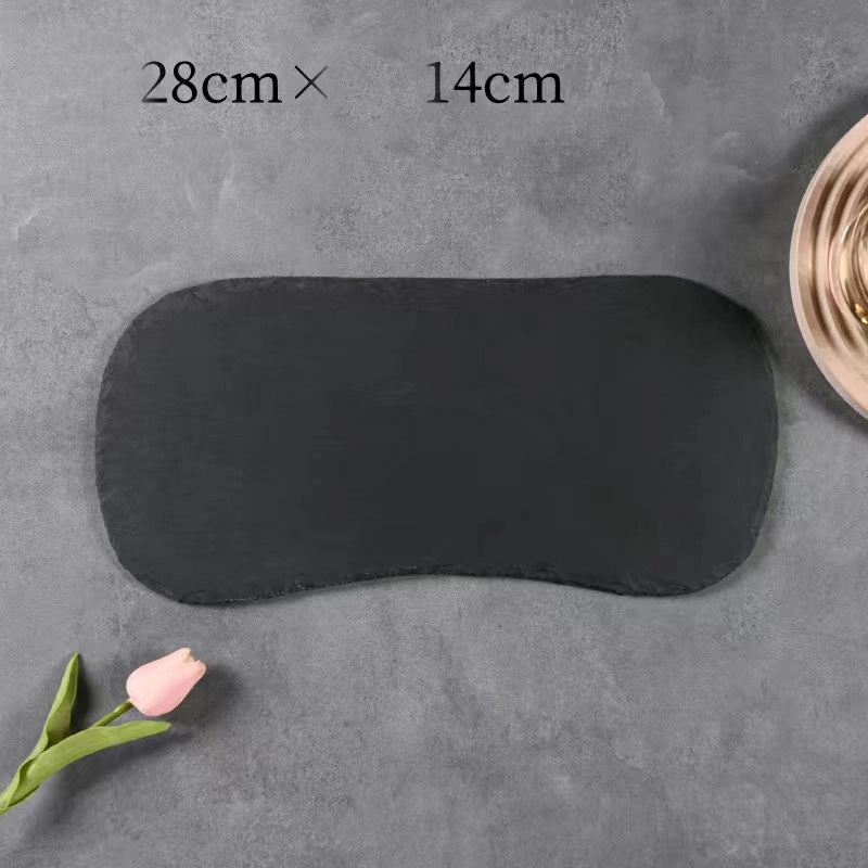 Japanese-Korean Style Black Slate Dinner Plate for Sushi Dessert Western Food Steak | Dinnerware & Plates