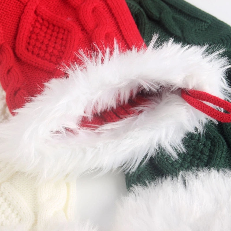 Festive Plush Knitted Christmas Socks for Kids | Holiday Gifts & Decorations