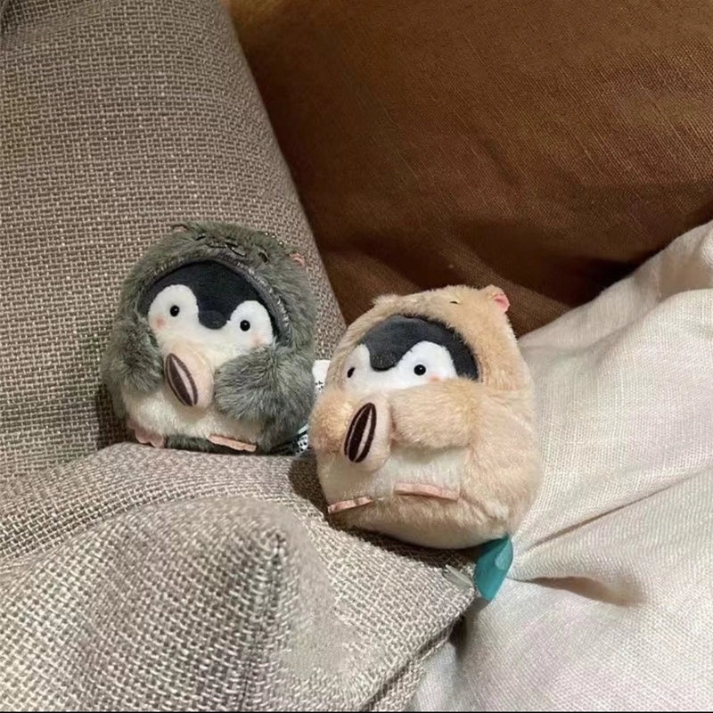 Japanese Cartoon Penguin-Hamster Plush Keychain Holding Melon Seeds|Cute Plush Pendants & Bag Accessories