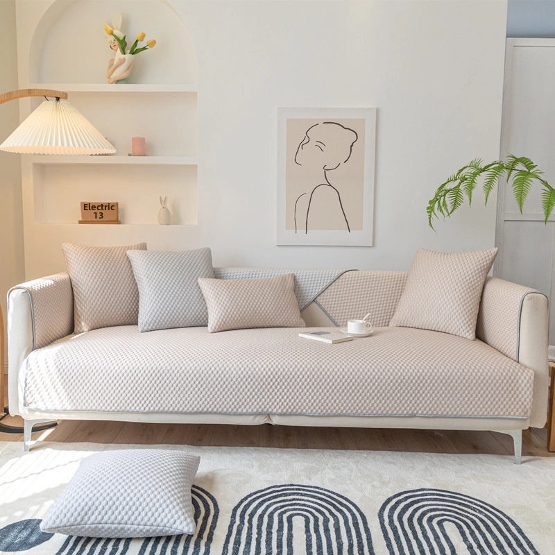 Summer Ice Silk Sofa Cushion Cool Polka Dot Solid Non-slip Towel Soft Breathable Cover|Home Decor Cushions