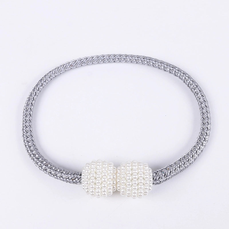 Retro Elegant Geometric Pearl Curtain Tieback for Home Decor