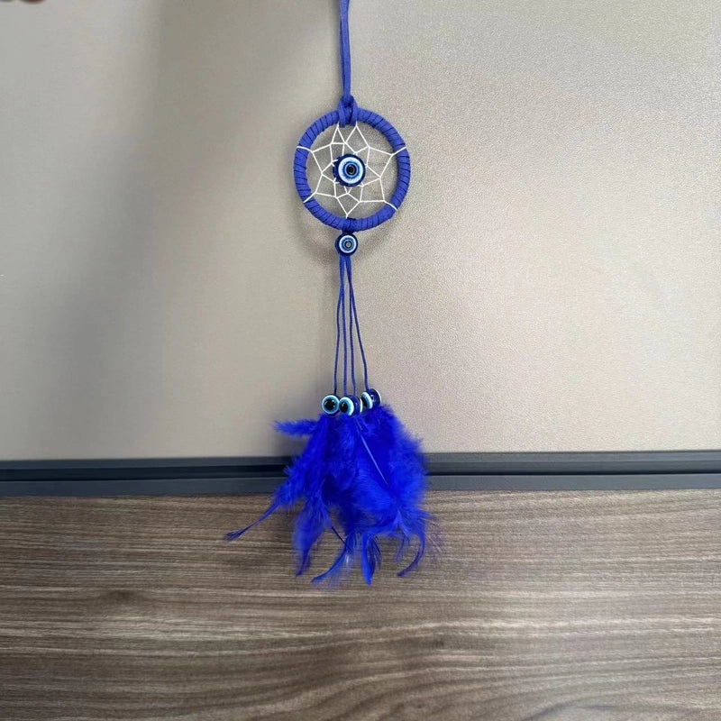 Bohemian Dream Catcher Keychain with Feather and Evil Eye Charm|Accessories & Keychains