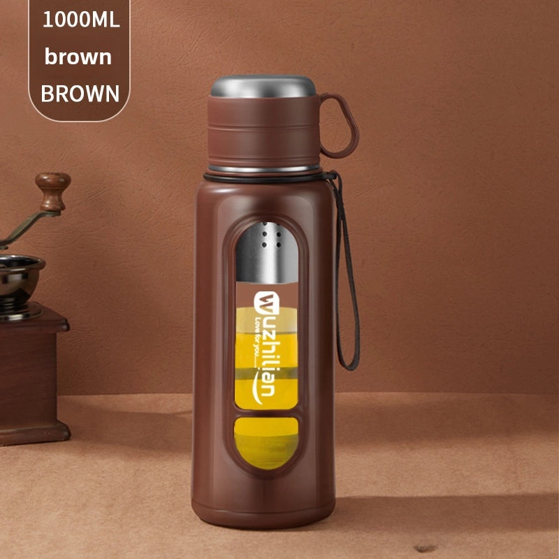 超大容量双层耐高温玻璃杯防摔分离茶杯男士便携塑料水杯|茶具饮具