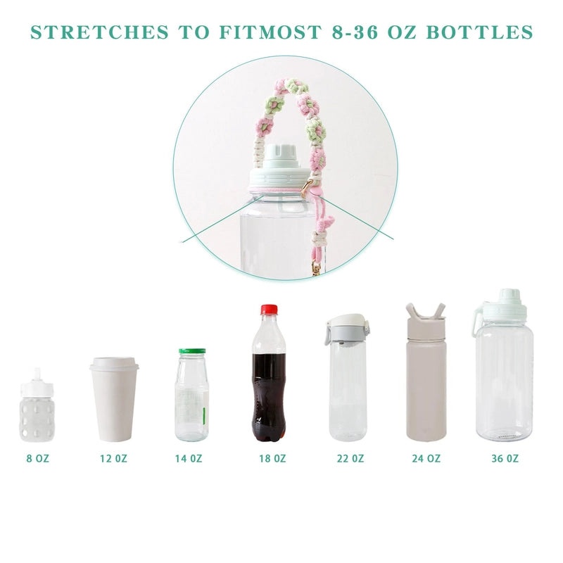 Cotton Rope Flower Water Bottle Holder, Casual Style | Accessories & Outdoor Gear