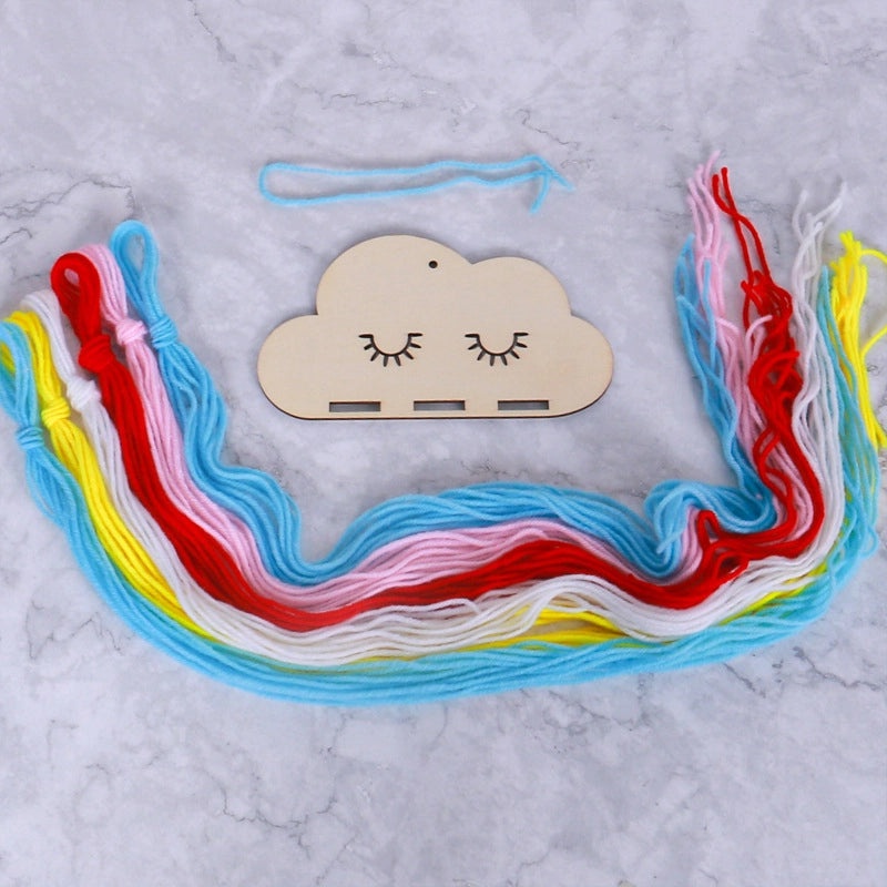 Nordic Style Cloud Wood Chip Hair Clip Holder with Decorative Wall Pendant | Hair Accessories Storage