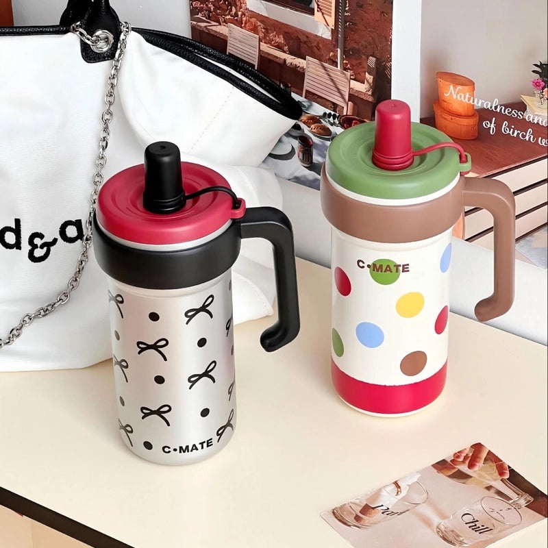 Cat Polka Dot Bow Knot Stainless Steel Thermos Cup 304 316 Durable Single Piece|Drinkware & Thermos Cups