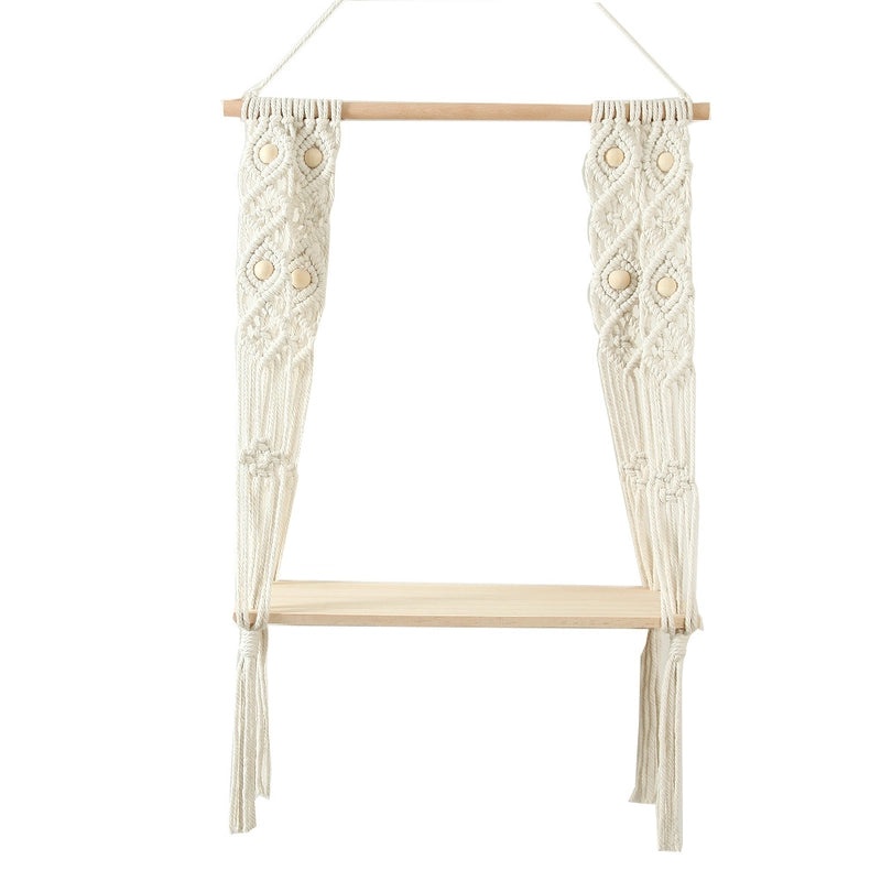 Bohemian Handwoven Cotton Rope Wall Hanging Shelf Storage Rack for Home Decor|Home Decor