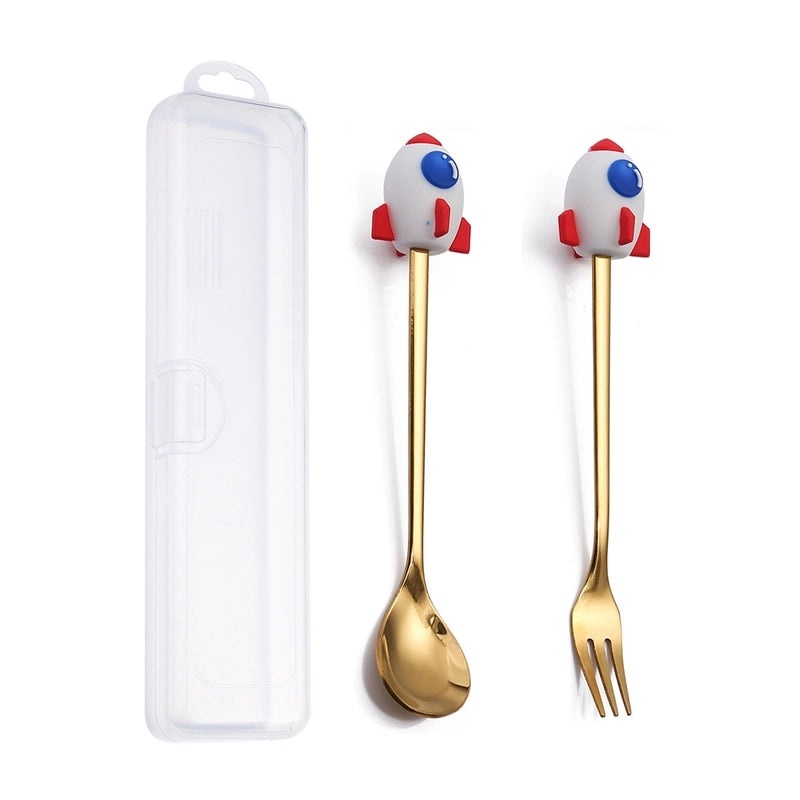 Festive Animal Santa Claus Stainless Steel Cutlery Set 2 Pieces|Kitchen & Dining Tableware