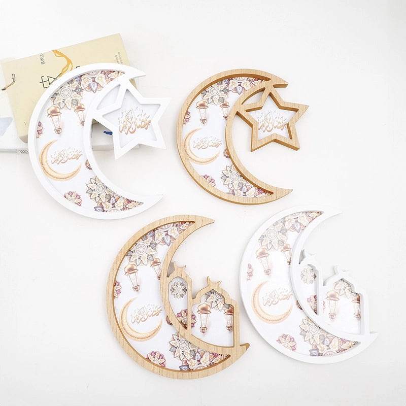 Wooden Star and Moon Ornament Minimalist Classic Design | Home Decor & Accessories