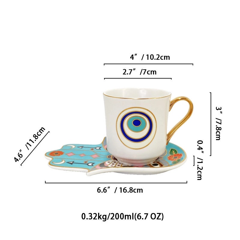 Vintage Devil's Eye White Porcelain Mug Placemat Set | Home & Kitchen Tableware