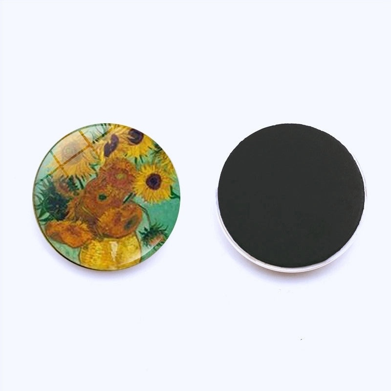 Van Gogh Starry Night Crystal Glass Refrigerator Magnets 25mm Creative Home Decor Stickers|Home & Kitchen Accessories