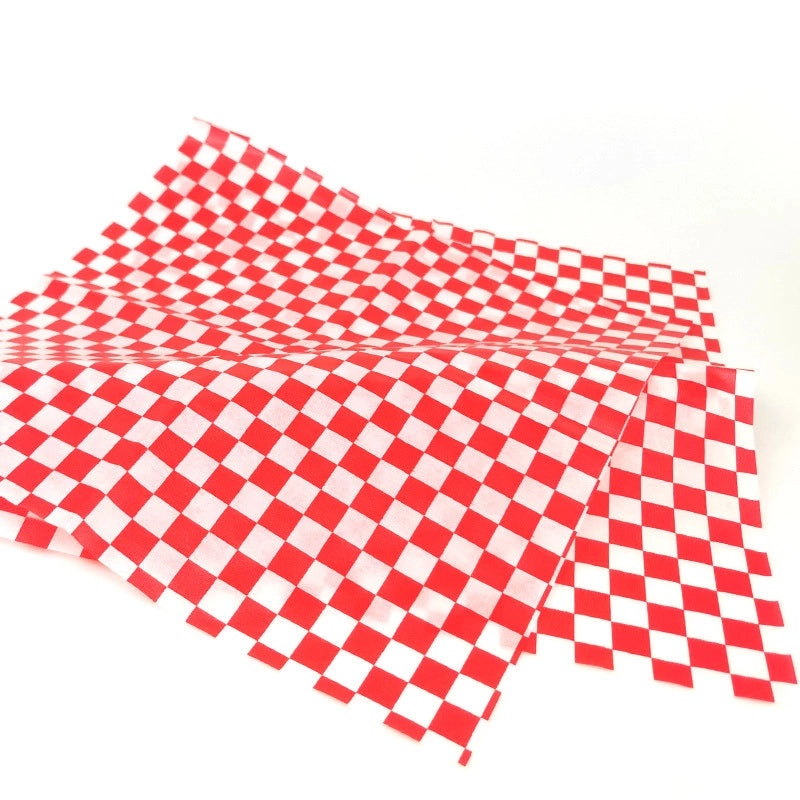 Plaid Printed Oil-Resistant Paper for Hamburgers and Sandwiches | Food Wrapping & Packaging Supplies