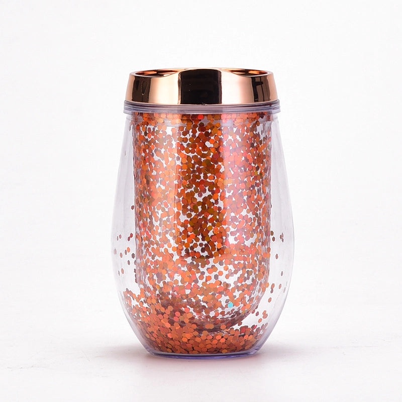 U-Shaped Eggshell Double Sequin Water Thermos Cup | Drinkware & Tumblers