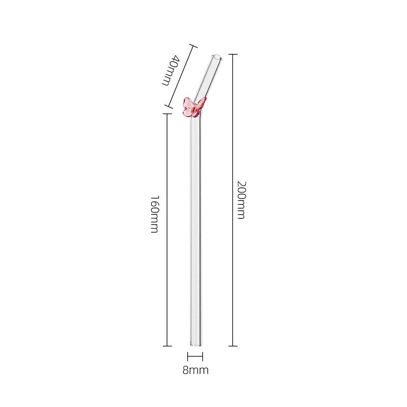 Glass Flower Butterfly Straw, 1 Piece|Drinkware & Straws