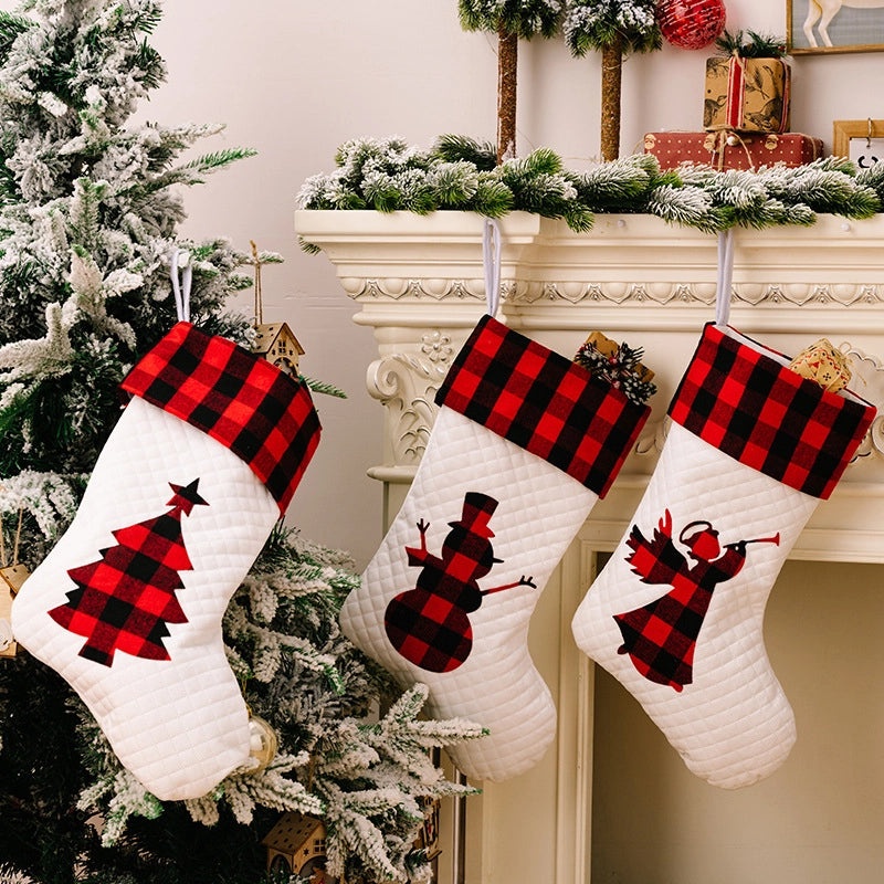 Christmas Cute Lattice Christmas Socks Polyester Hanging Ornaments for Holiday Party|Home Decor