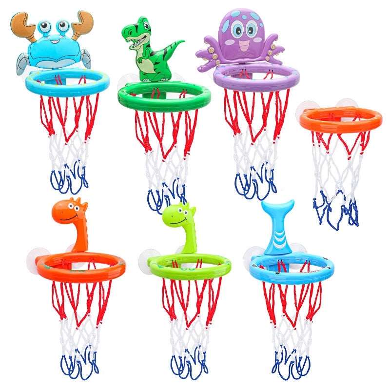 Cartoon Dinosaur Shark Orange Duck Basketball Bath Toy Set for Indoor Baby Shooting Games|Baby Bath Toys