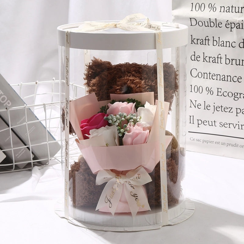 Soap Flower Bear Gift Box Romantic 520 Valentine's Day Birthday Present Adorable Teddy Bear Doll|Gifts & Accessories