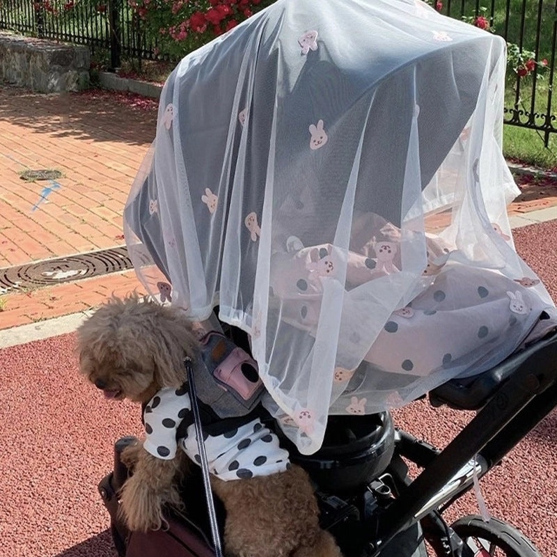 Korean Embroidered Baby Stroller Mosquito Net Full Breathable Cover Dustproof Essential|Baby Stroller Accessories