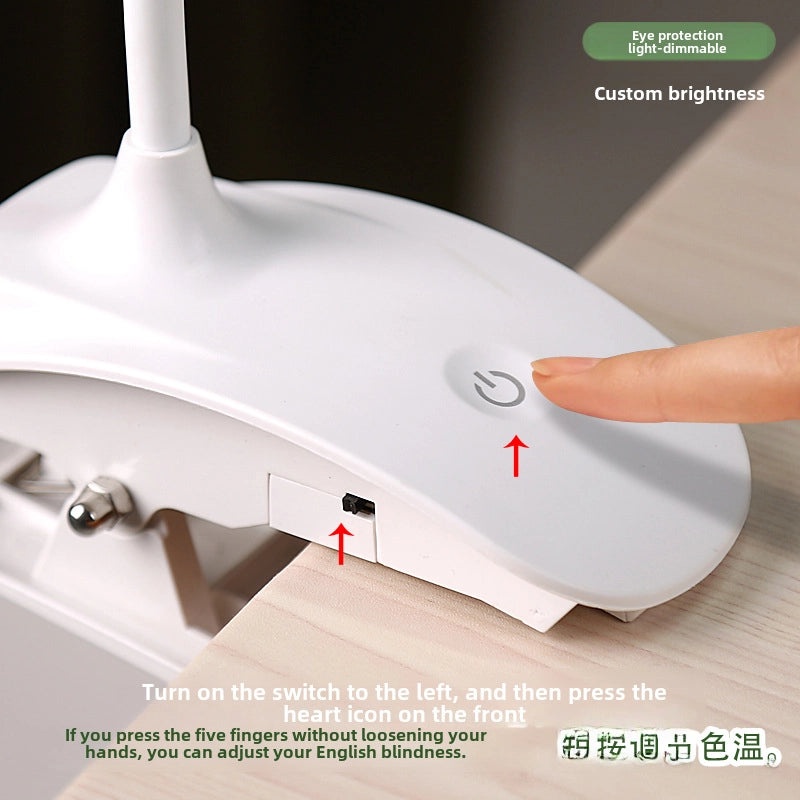 Rechargeable LED Clip-on Desk Lamp Eye Protection Small Table Lamp for Students Reading Dorm Bedside Light | Home & Office Lighting