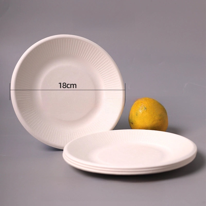 Disposable Biodegradable Sugarcane Pulp Paper Plates Thickened Dinner Plates for BBQ Cake Kindergarten DIY | Party Supplies & Disposable Tablewar