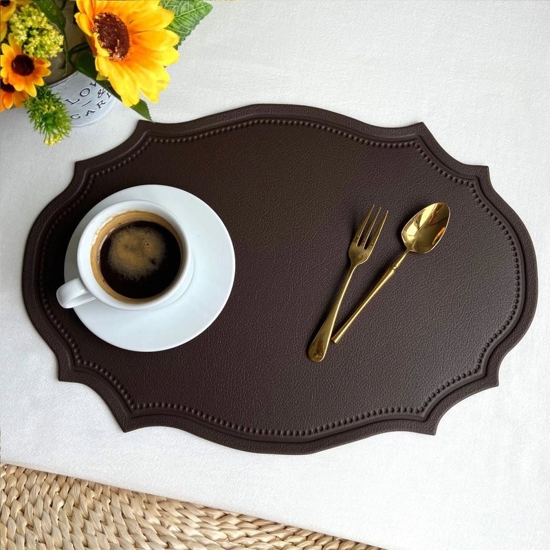 Nordic Imitation Leather Placemat | Waterproof Heat-Resistant Table Mat for Hotel and Home Dining | Dining Table Accessories|餐具配件