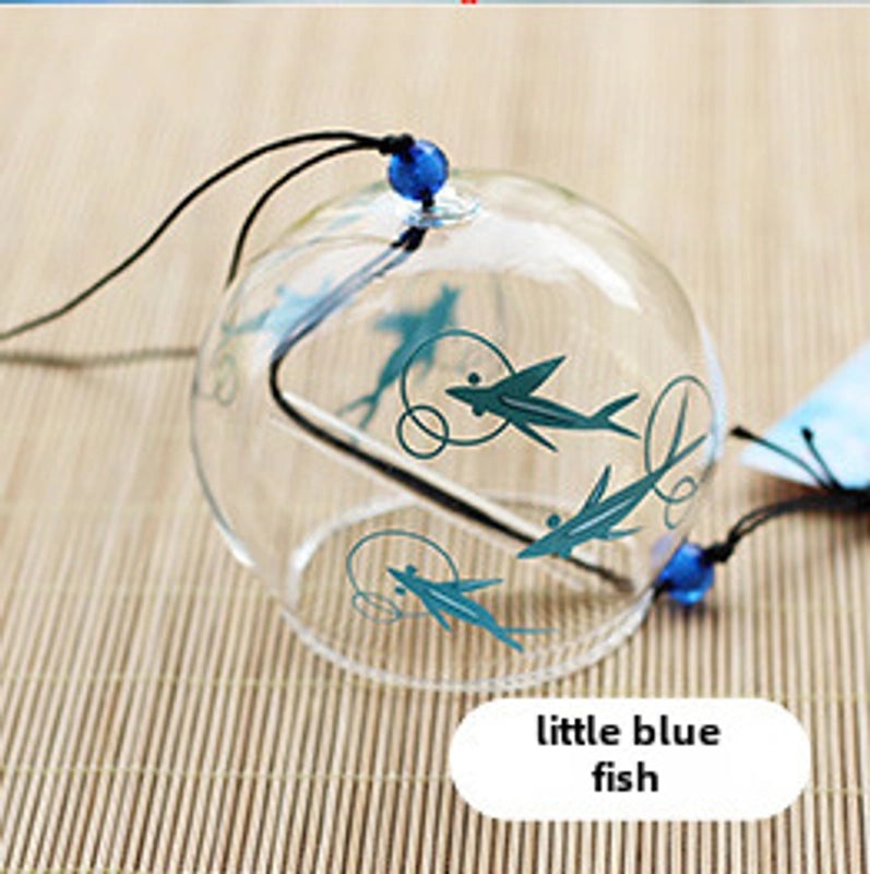 Handmade Painted Glass Pendant with Creative Pattern Wind Chimes Japanese Craft Style | Home Decor & Crafts