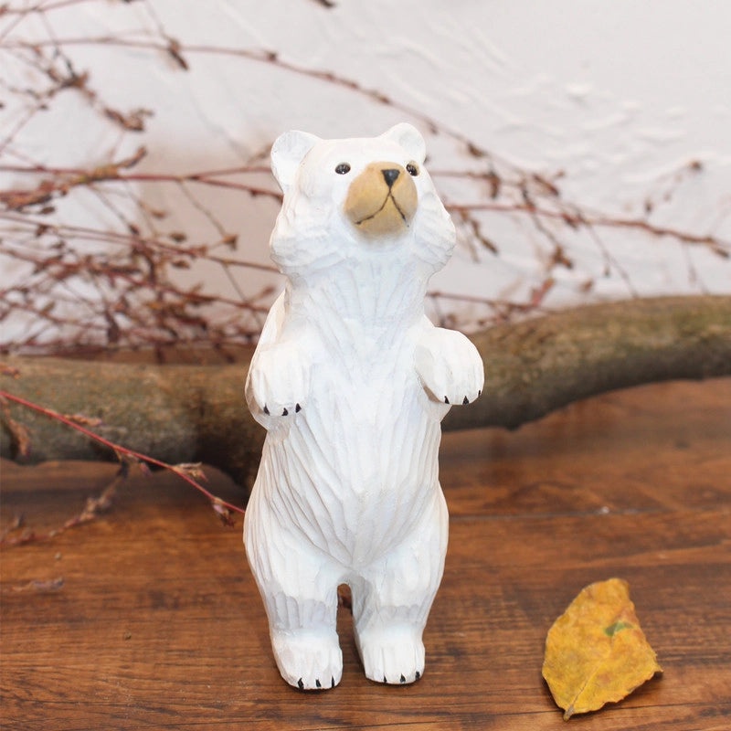 Handmade Solid Wood Bear Animal Figurine Decorative Model Gift Toy|Home Decor
