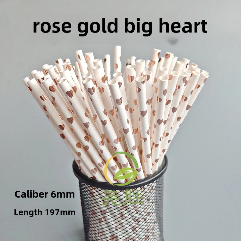 400pcs Rose Gold Paper Straws Disposable Decorative Straws for Parties Pastries Beverages|Party Supplies