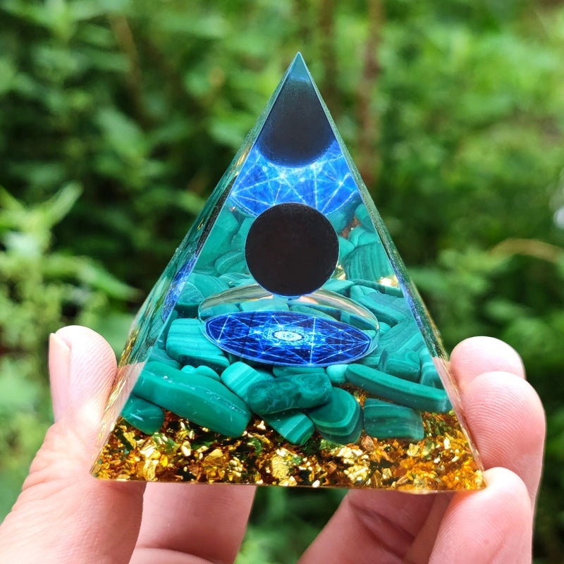 Pyramid Resin Crystal Ball with Decorative Pyramid Gravel | Home Decor & Accessories